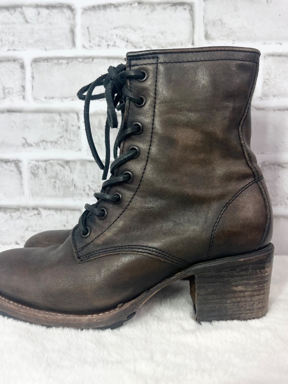 🦅FREEBIRD BY STEVEN • Cavalier Brown Leather Lace Up Combat Ankle Boots Size 8 - Picture 3 of 15